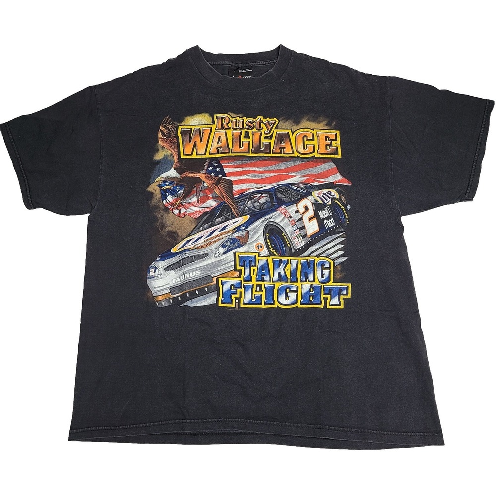 VTG Chase Authentics Rusty Wallace Taking Flight On Wings Of Steel T-Shirt Large